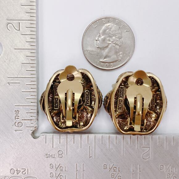 Signed Heidi Daus Swarovski Crystal Clip On Earrings Floral Flower Designer VTG - Picture 10 of 11